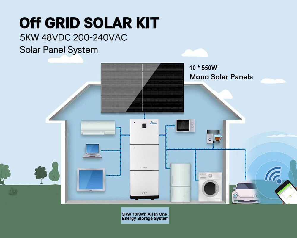 5KW_off_grid_solar_kit-10kwh lifepo4 battery-vertical type