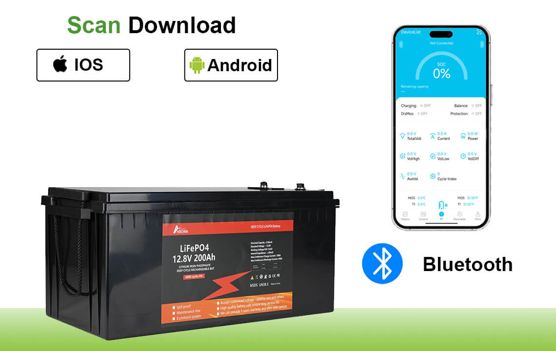 Bluetooth optional of lithium batteries 12V 200Ah