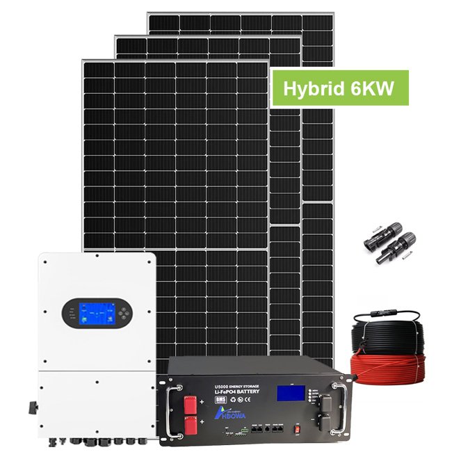 6Sistema solar híbrido KW com bateria montada em rack de 10kwh