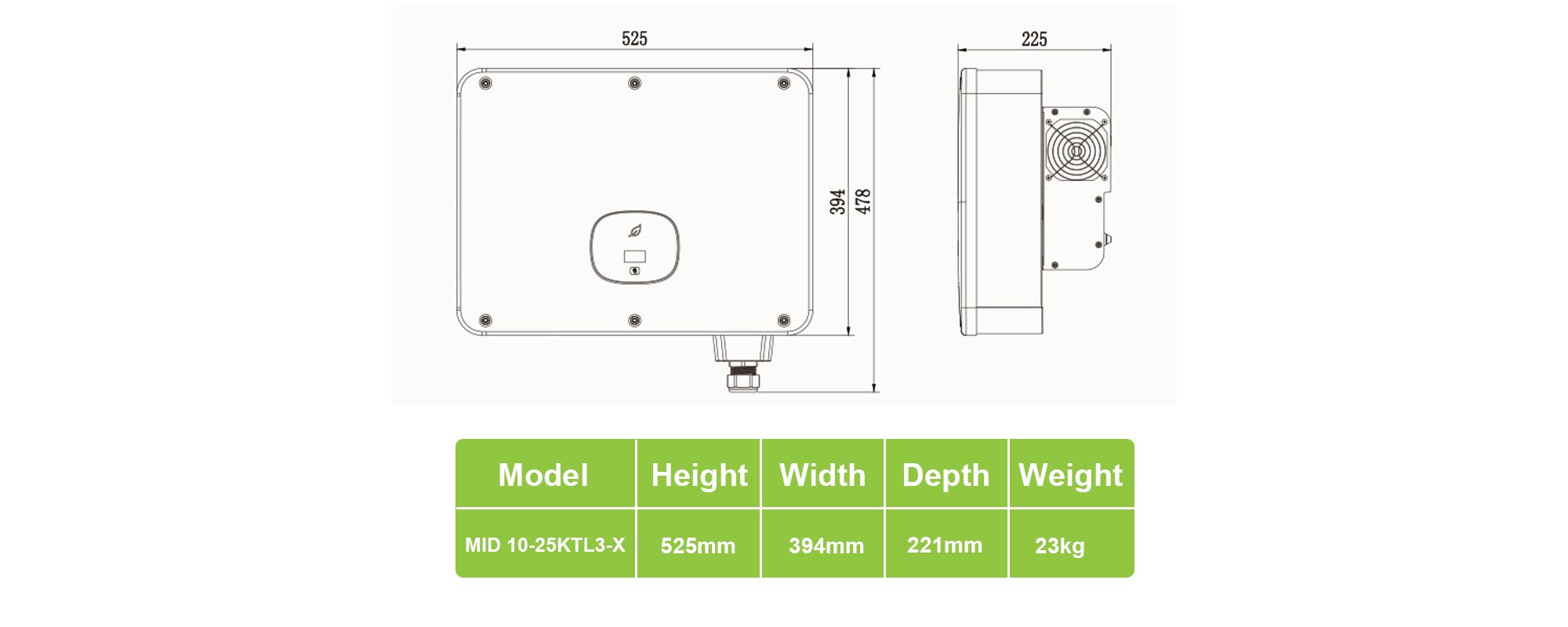 growatt on grid inverter structure size