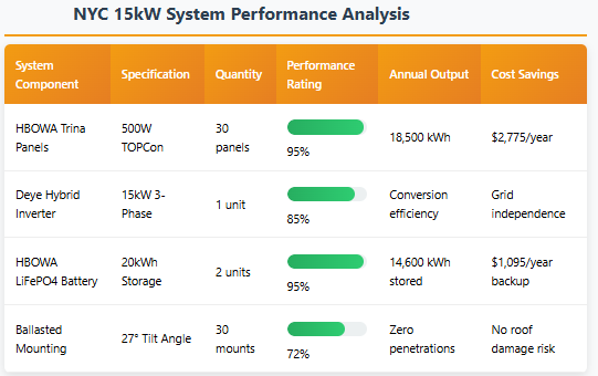 NYC 15KW system performance analysis