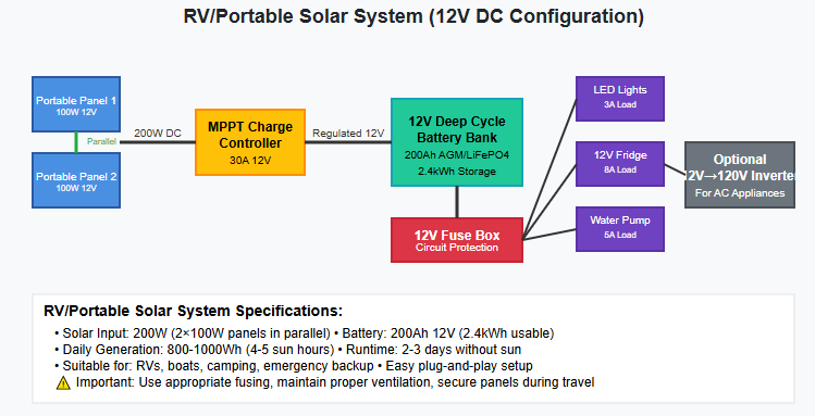 RV and Portable Solar Power Wiring Configuration
