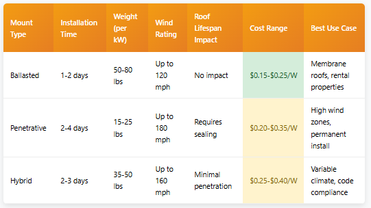 major differences for Ballasted Penetrative Hybrid systems