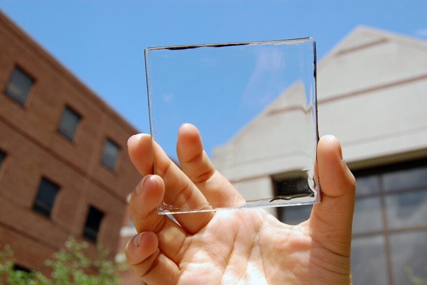 células de painéis solares transparentes