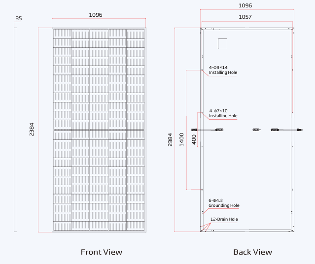dimensions of Trina TSM-DE19 550W solar panels