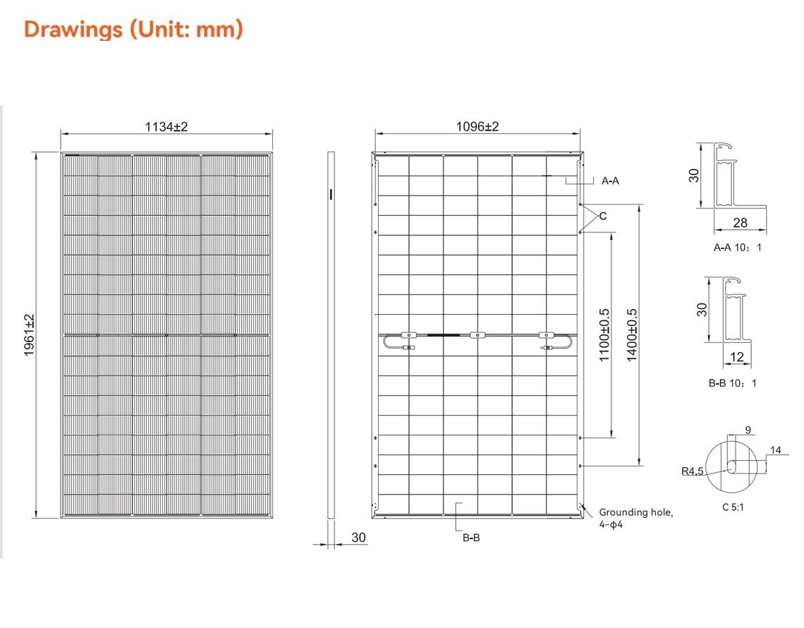 drawings-of-tongwei-solar-panels-495-515W