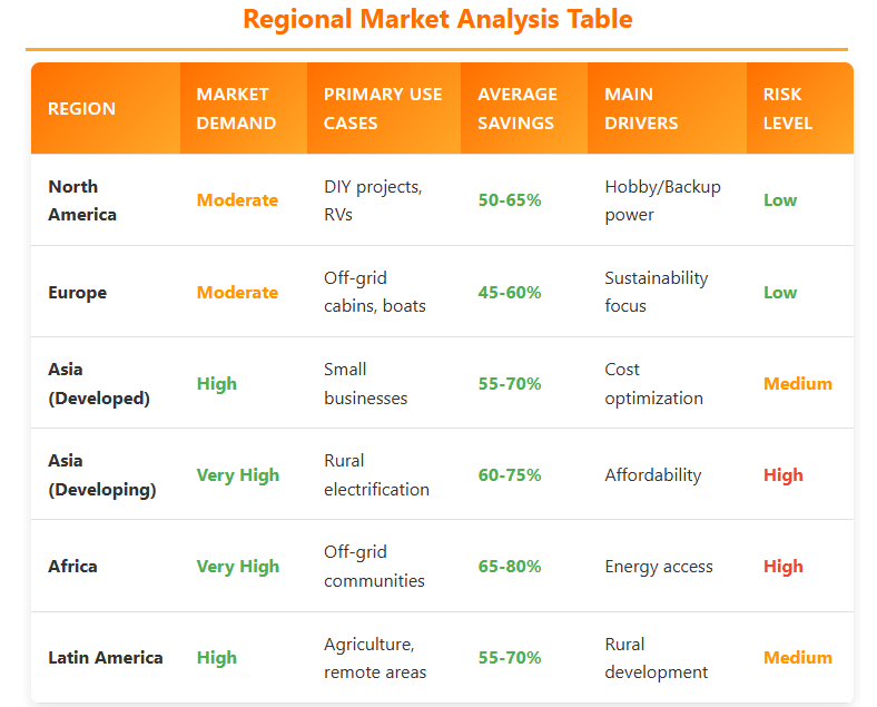 regional market analysis table