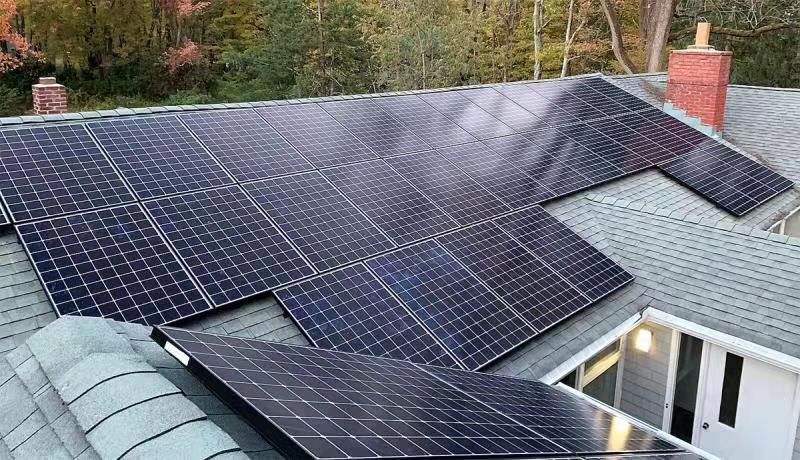 small rooftop house of Southern Germany installed solar panels