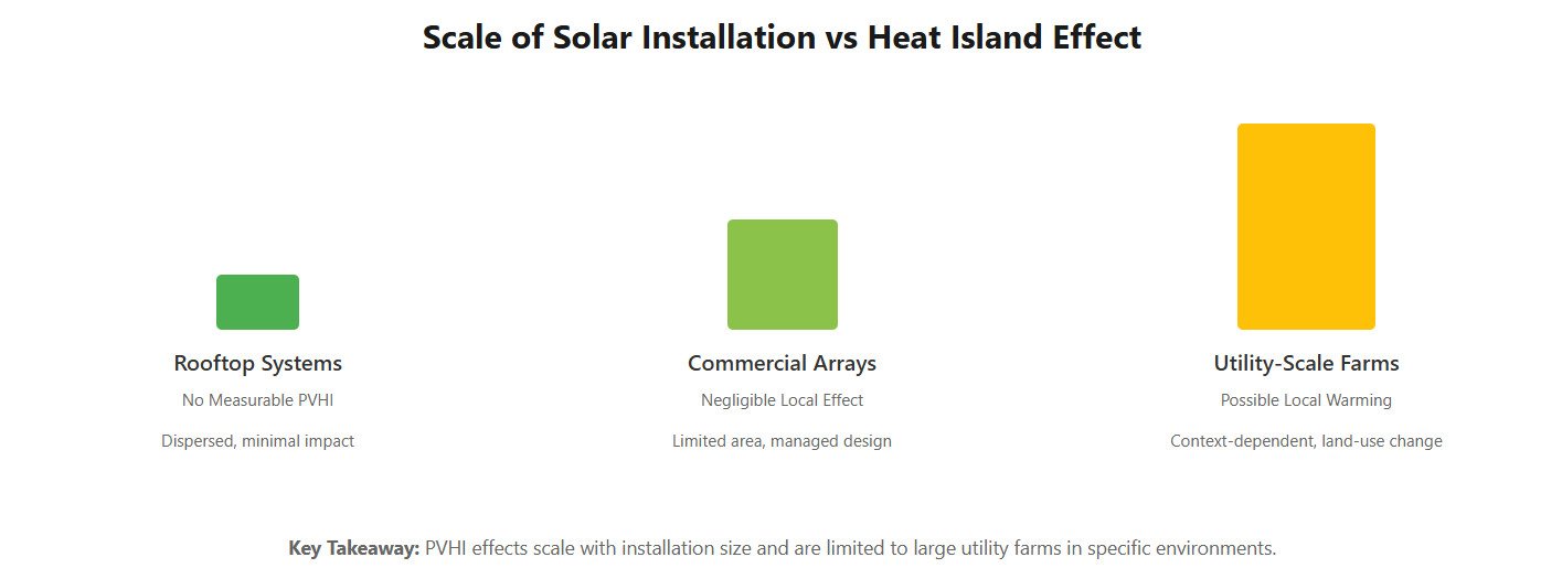 scale of solar installation vs heat Island effect