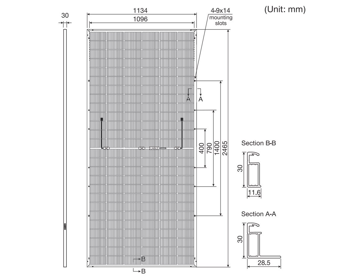dimension-of-LESSO-solar-panels-dual-glass-630-650W