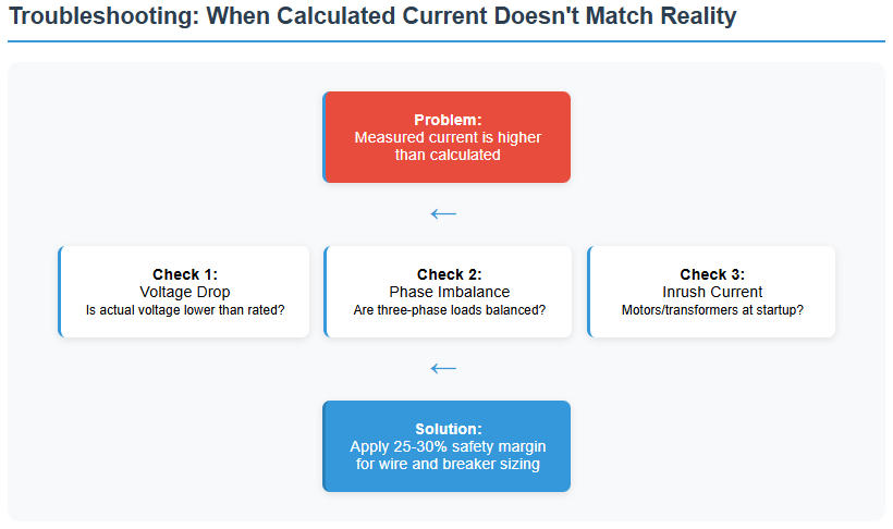 troubleshooting when calculated current doesn't match reality