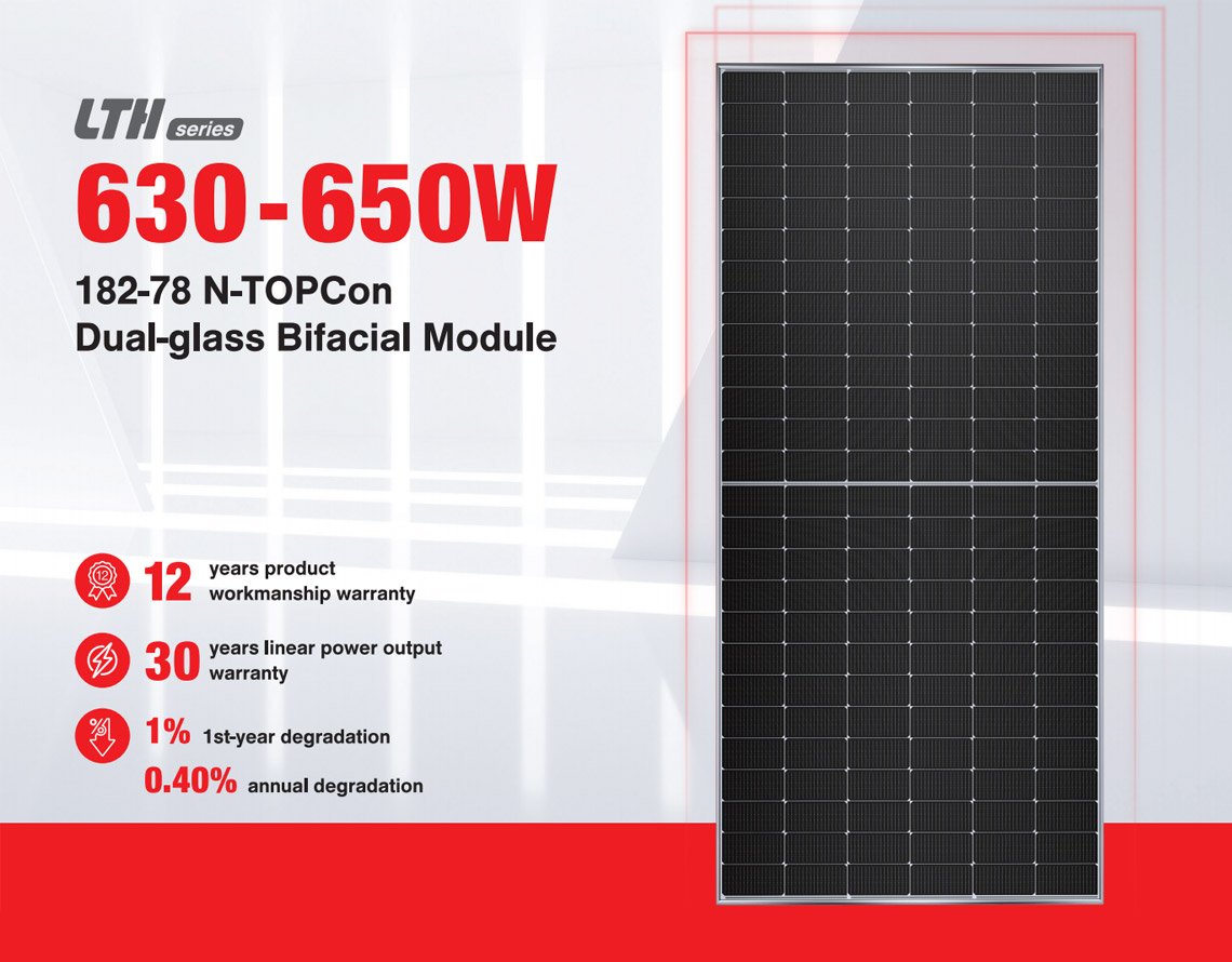 630W 635W 640W 645W 650W dual glass solar panels LESSO from HBOWA