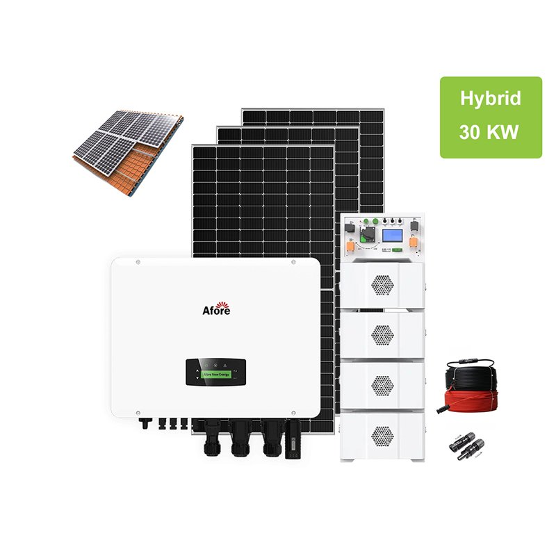 30KW Rooftop Hybrid Solar System With Afore Inverter 60KWh