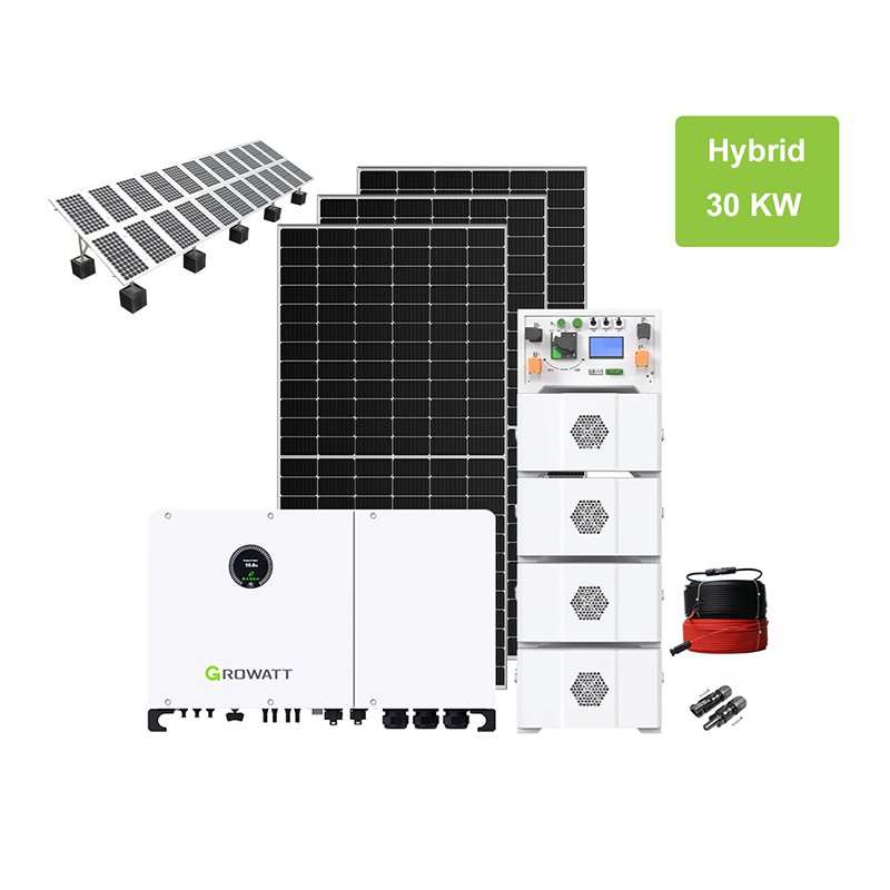 30kw ground-mounted hybrid solar system 60kwh with Growatt Inverter