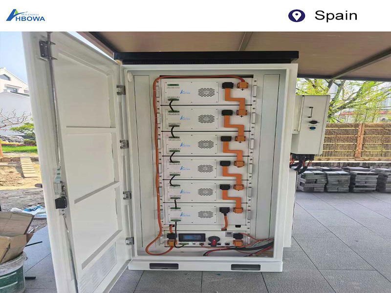 HBOWA 25kw-deye-hybrid-inverter-and-96kwh-battery-stroage-cabinet-from-HBOWA-for-villa-in-Spain