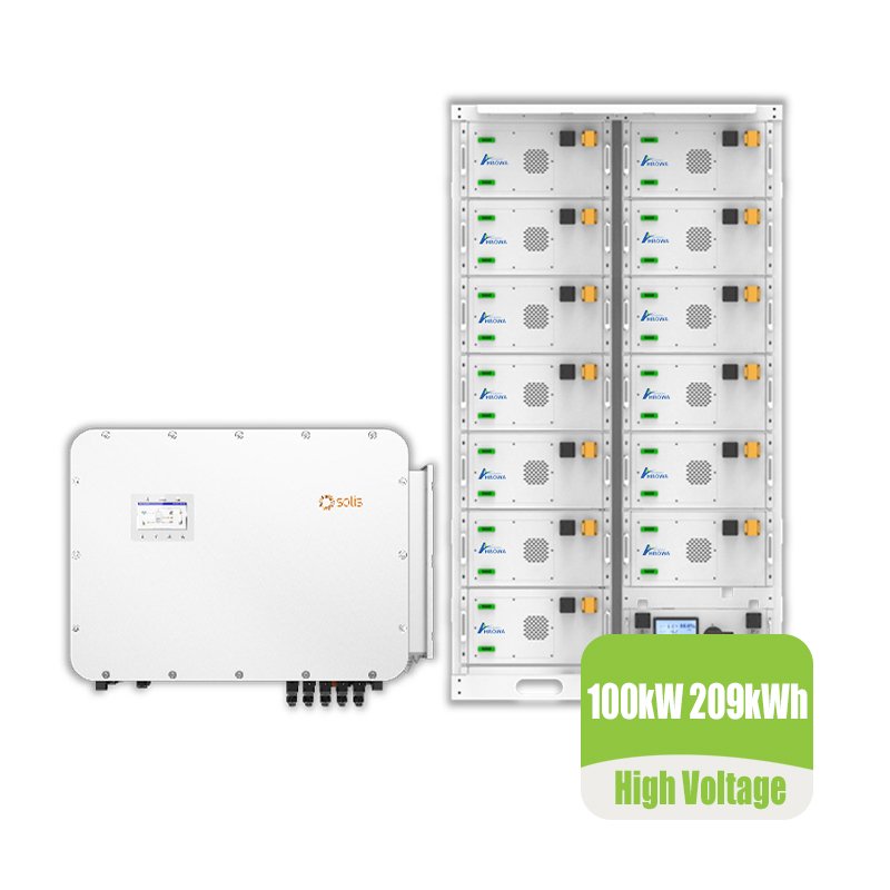 100kw 209kwh hybrid solar system with high voltage batteries