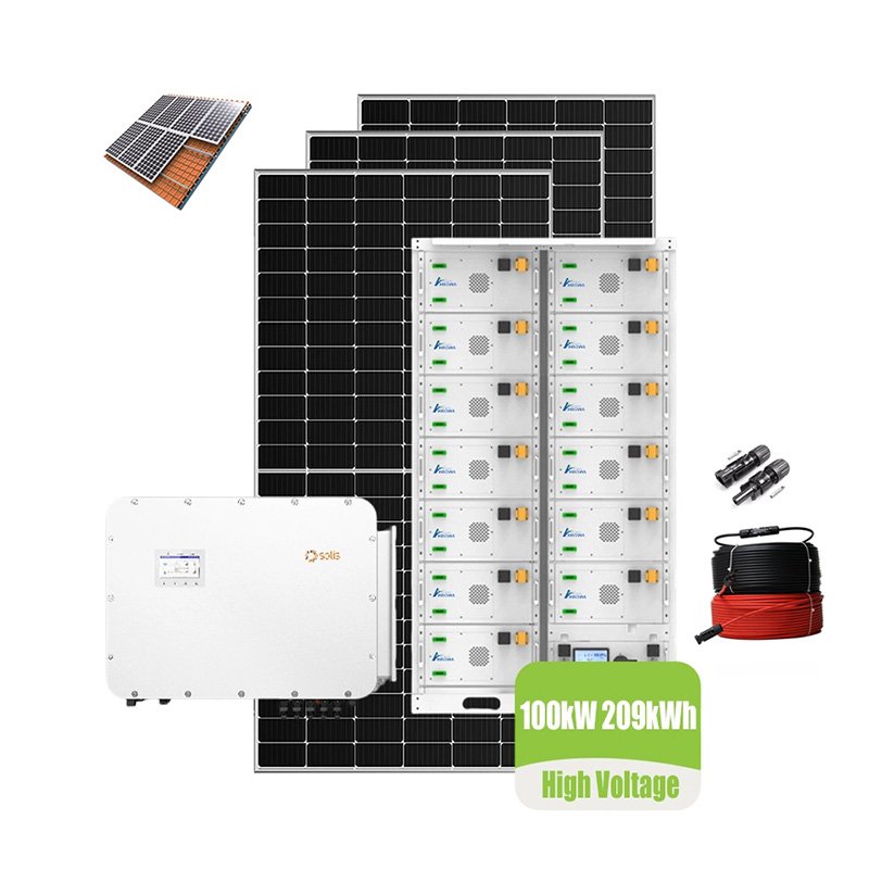 100kw solar system with 209kwh battery high voltage three phase
