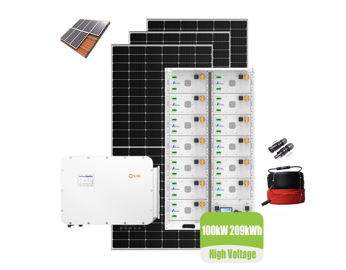 100kw solar system with 209kwh high voltage battery