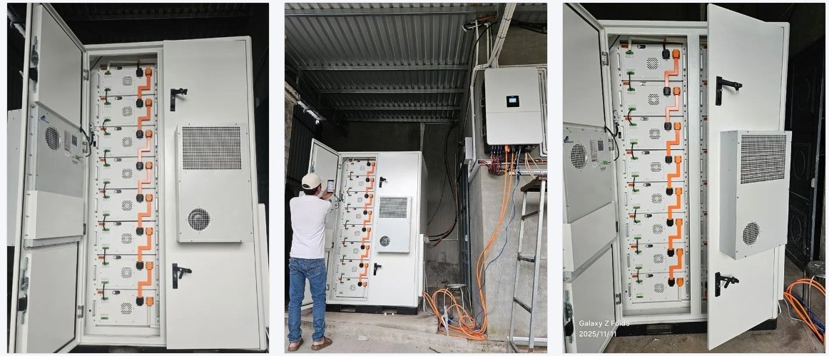 241 kWh battery cabinet along with an 80 kW Deye inverter to a café in Vietnam in Vietnam