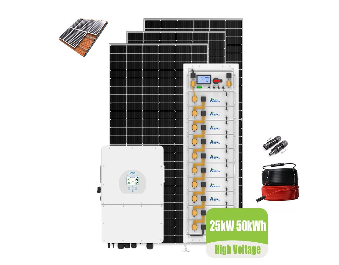 25kw 50kwh solar system hybrid three phase with 50kwh LiFEPO4 battery