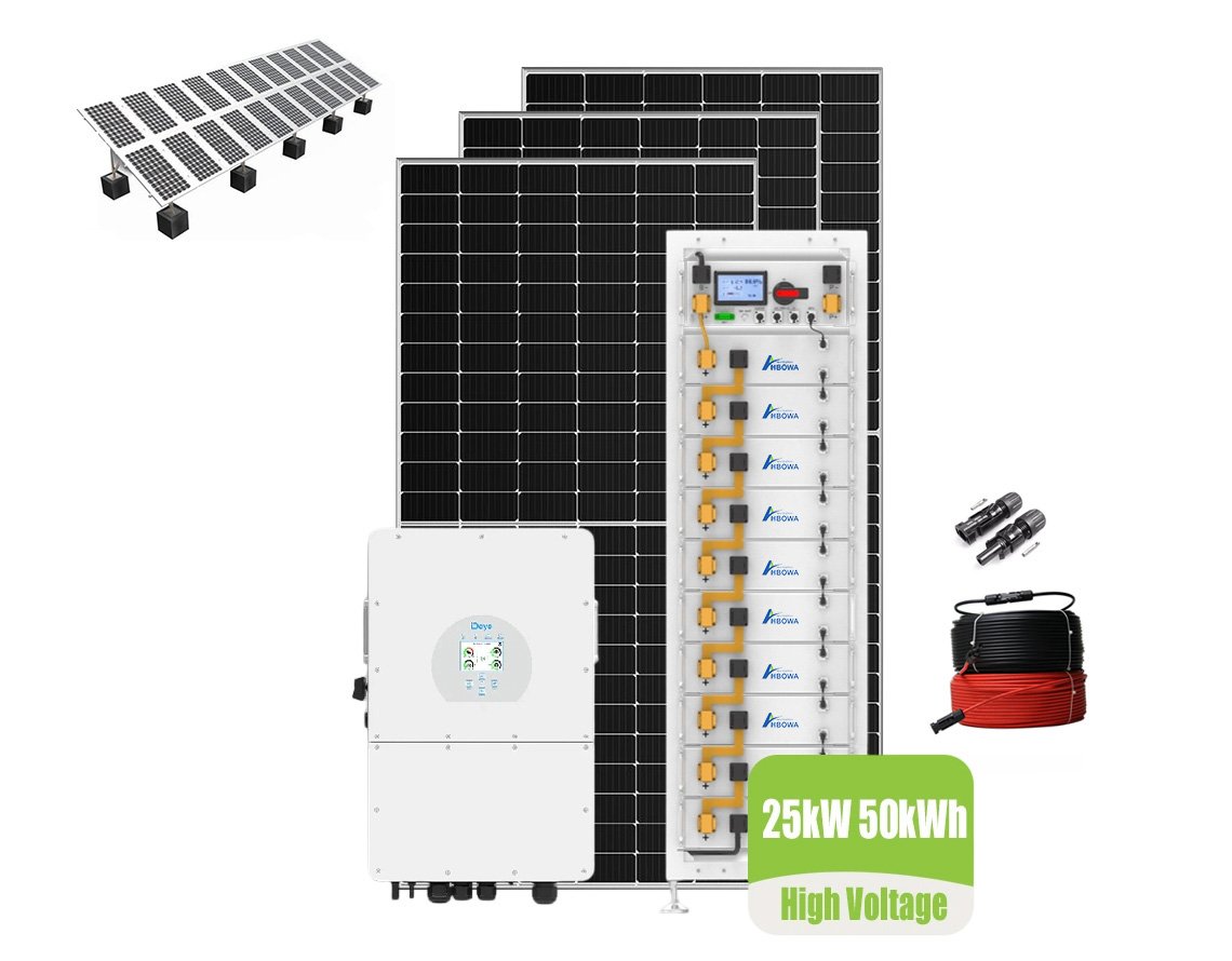 25kw 50kwh solar system with 50kwh high voltage battery three phase