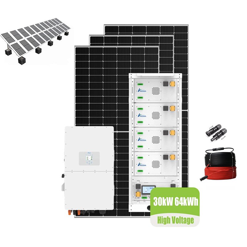 30kw 64kwh solar system ground-mounted installation