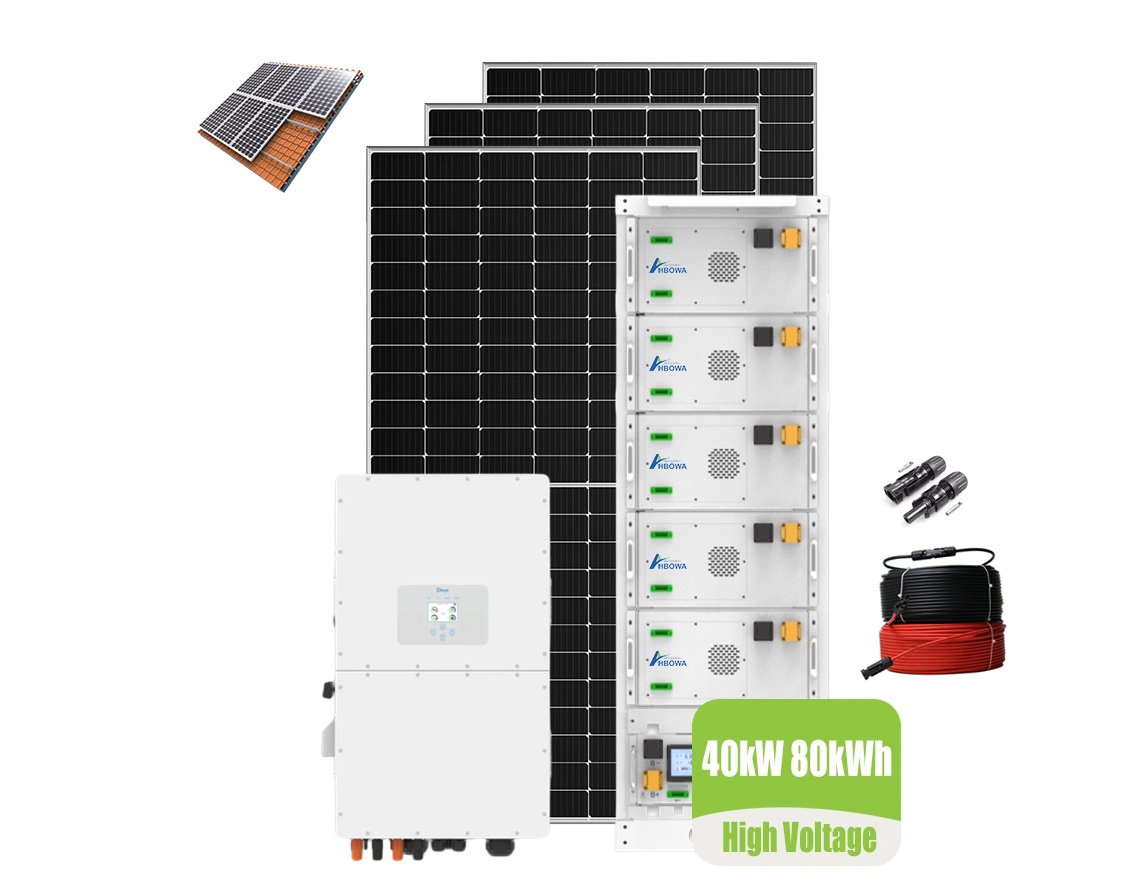 40kw solar power system with 80kwh batteries rooftop installation