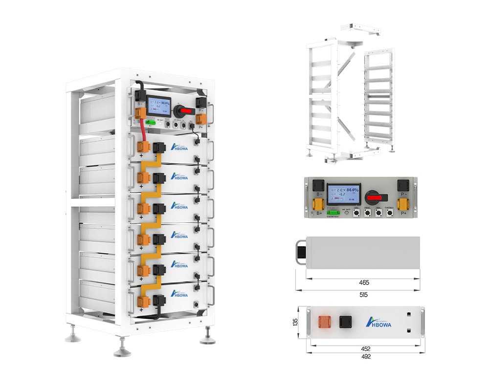 40kwh high voltage battery rack 51.2V 100Ah per piece from HBOWA