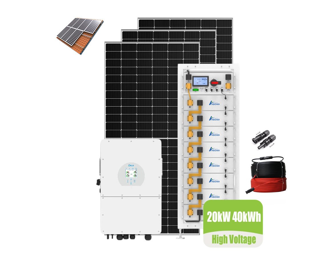 40kwh hybrid solar system 20kw high voltage three phase from HBOWA