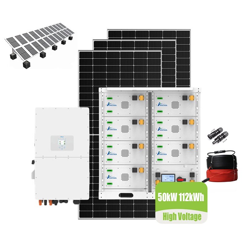 50kw solar system with 112kwh battery from HBOWA ground-mounted installation