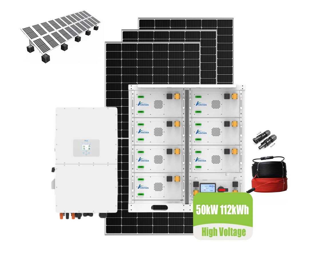 50kw solar system with 112kwh battery high voltage from HBOWA