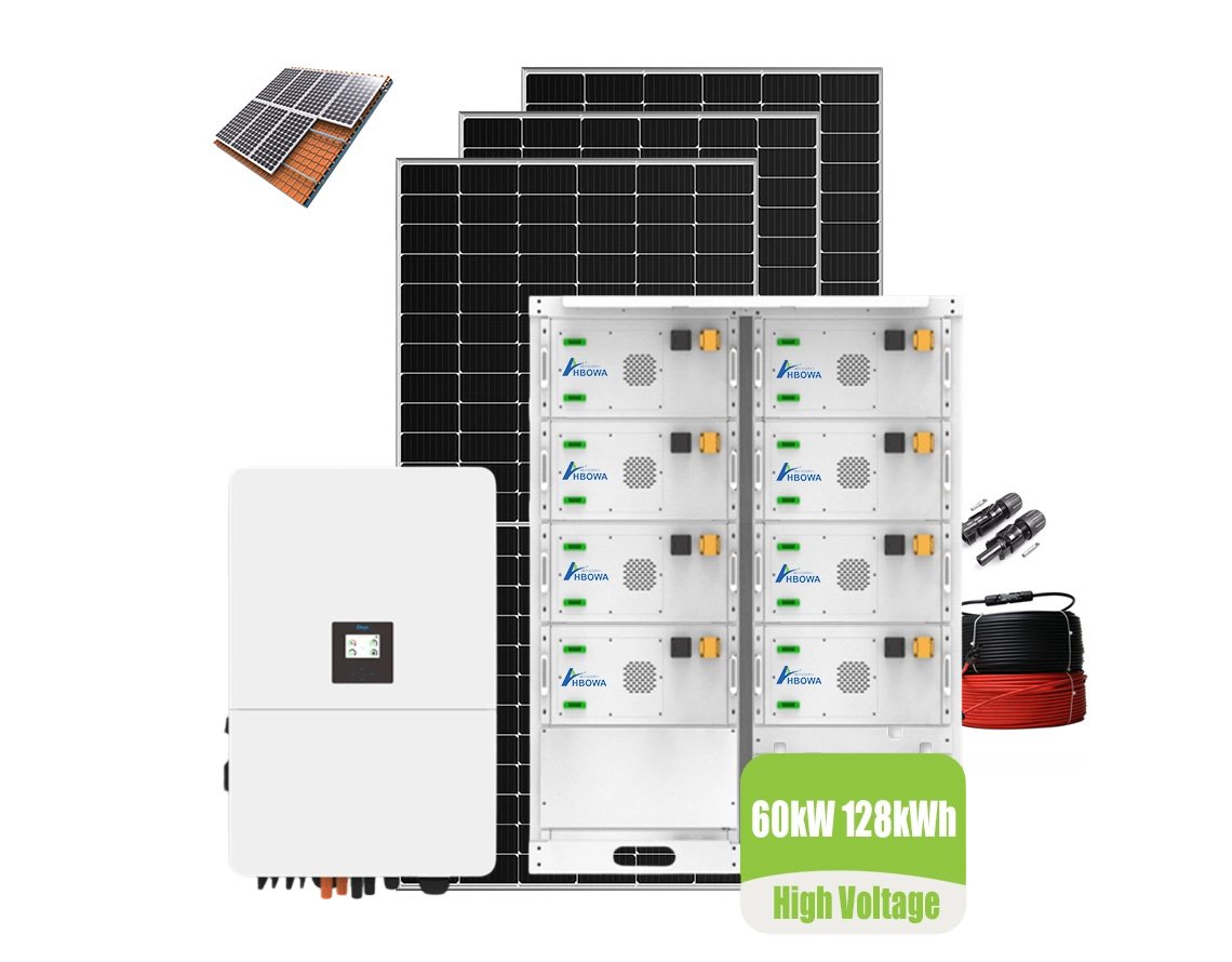 60kw solar system 128kwh high voltage battery system