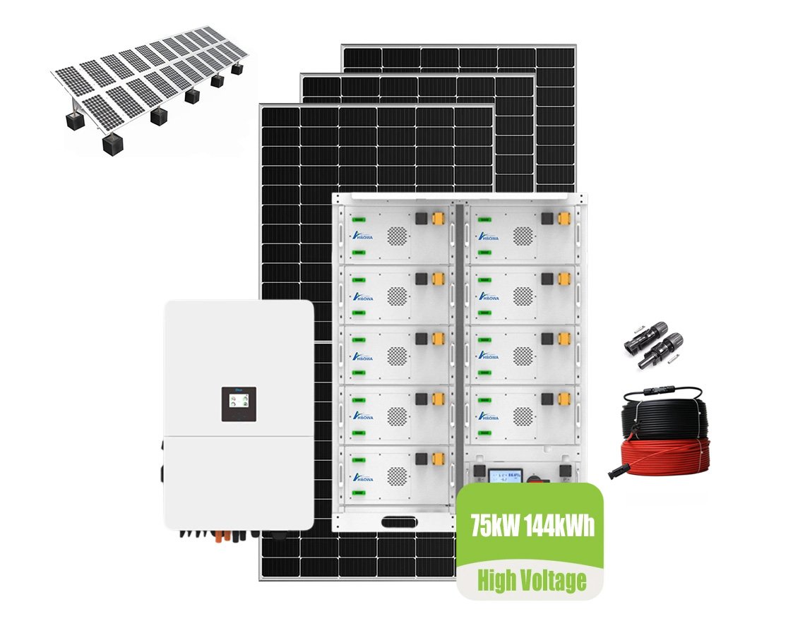 75kw 144kwh solar system with high voltage battery