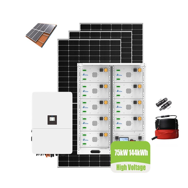 75kw solar system 144kwh high voltage battery three phase hybrid from HBOWA