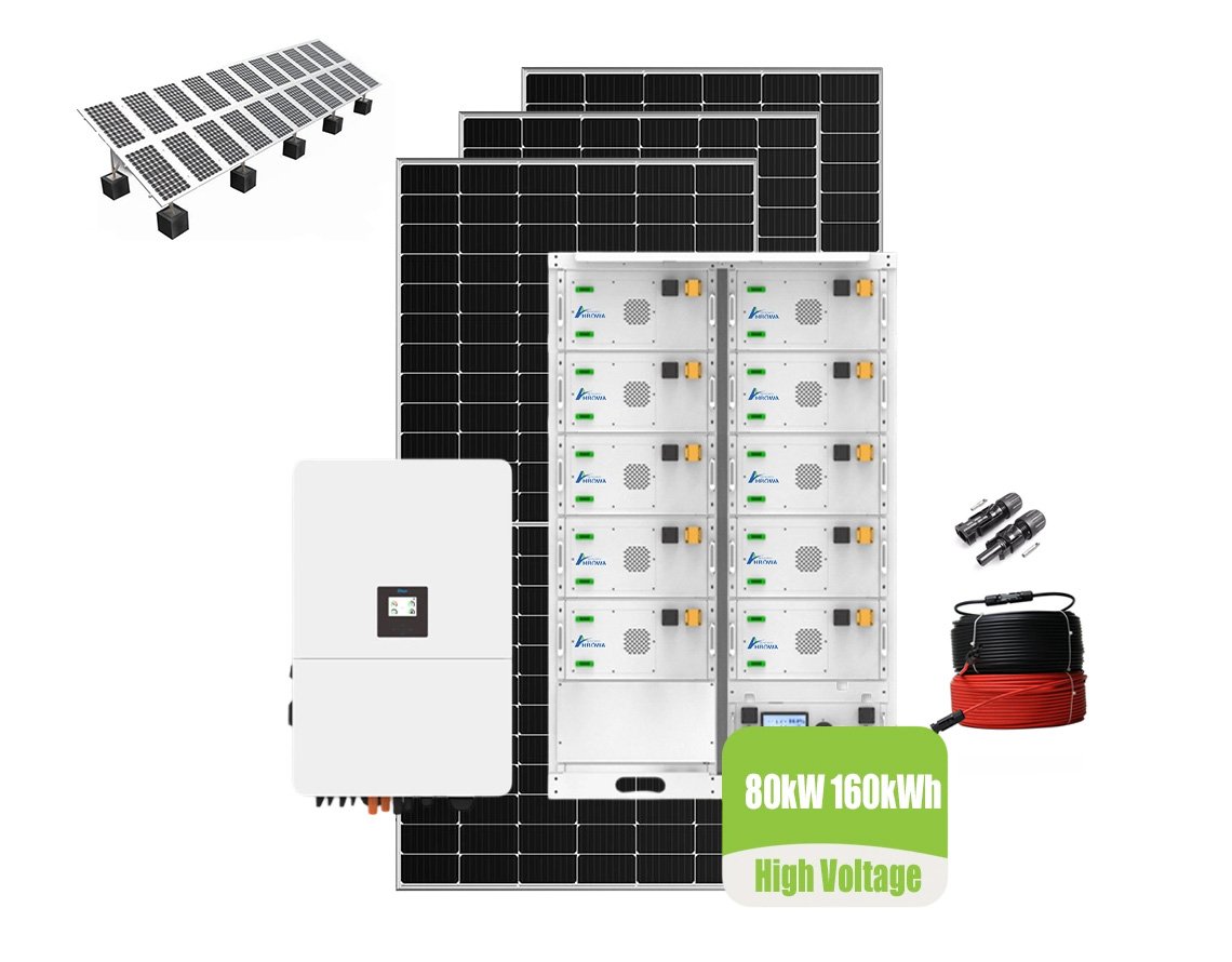 80kw 160kwh solar system with high voltage battery