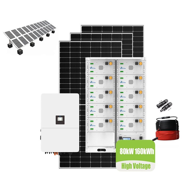 80kw solar system 160kwh high voltage battery hybrid energy storage system
