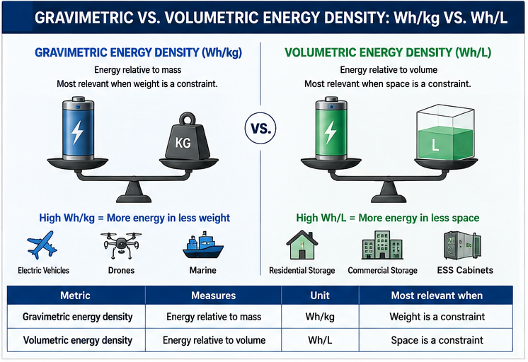 Gravimetric vs. Volumetric Energy Density