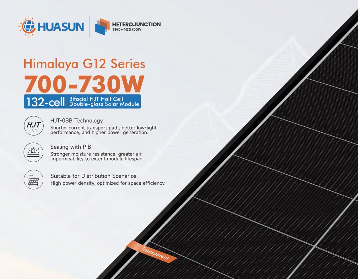 Huasun HSN-210-B132DSN HJT composite 700-730w product overview