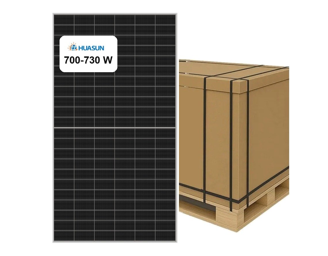 Huasun HSN-210-B132DSN 700-730W HJT solar panel pallet supply illustration