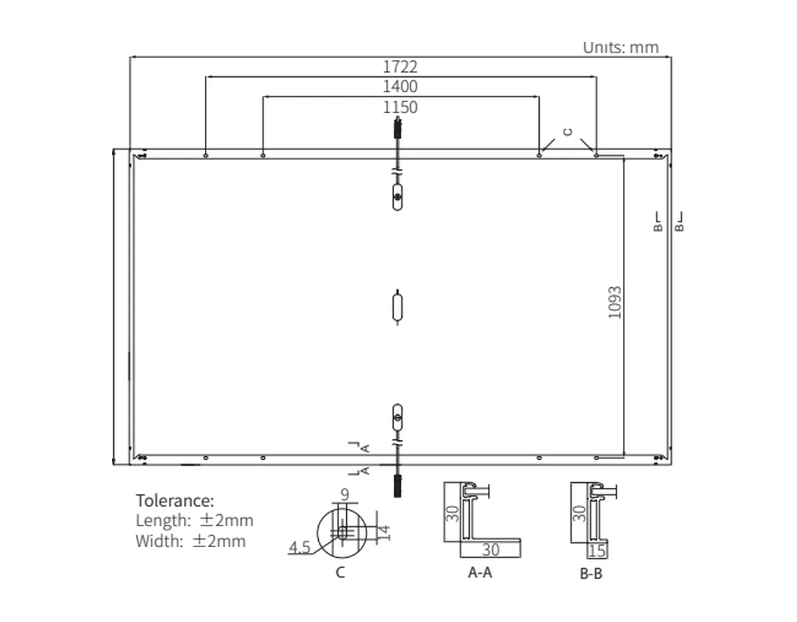 LONGi LR5-54HTH 445-455W mechanical dimensions