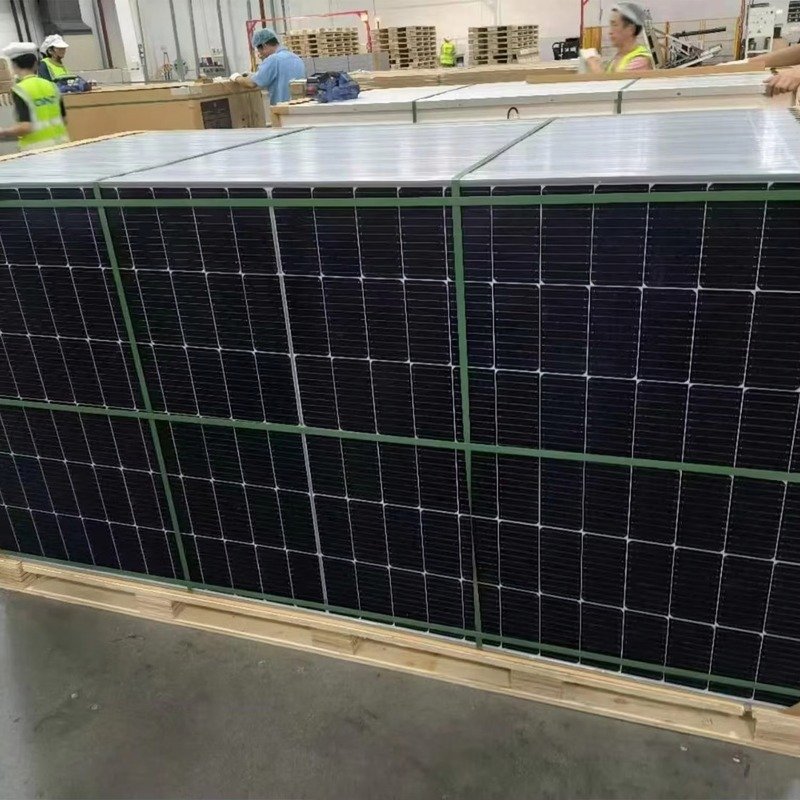 solar panels packing in PP factory