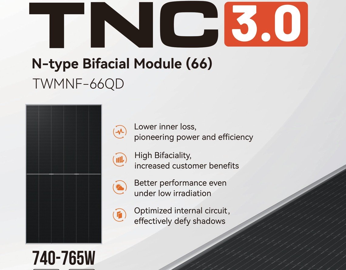 Tongwei TNC 3.0 TWMNF-66QD 740W-765W bifacial module overview